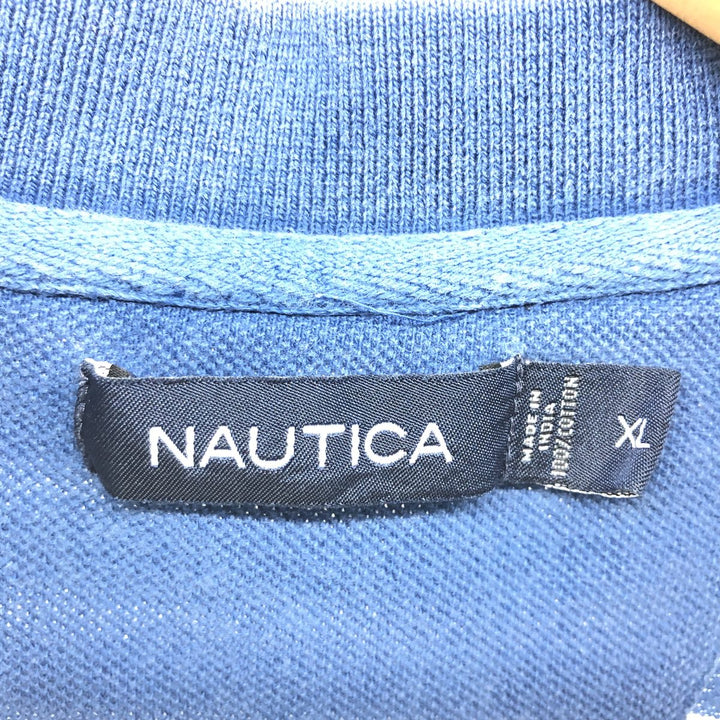 NAUTICA Short Sleeve Striped Polo Shirt Men's XL cotton blue type Vintage Second Hand