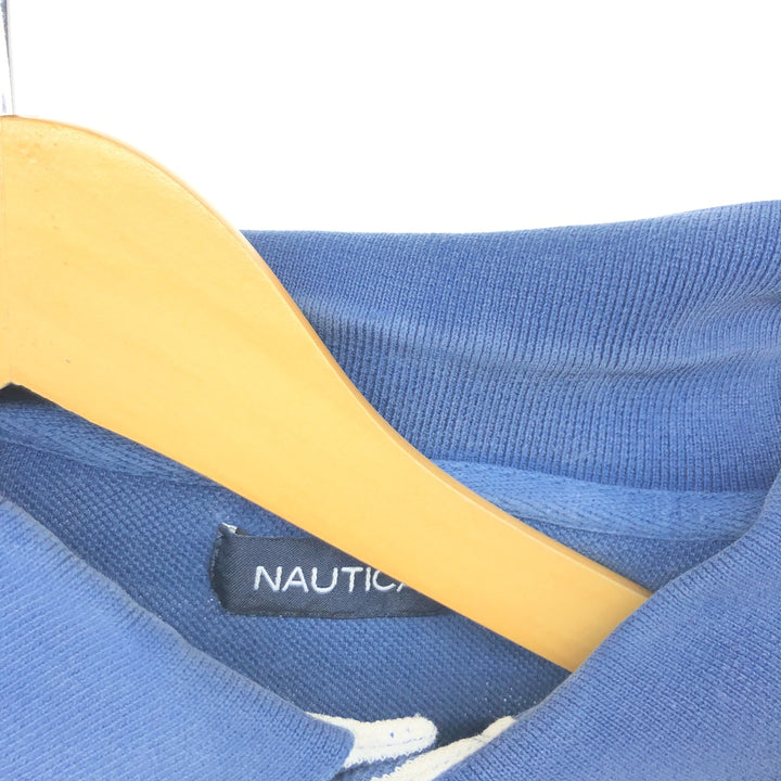 NAUTICA Short Sleeve Striped Polo Shirt Men's XL cotton blue type Vintage Second Hand