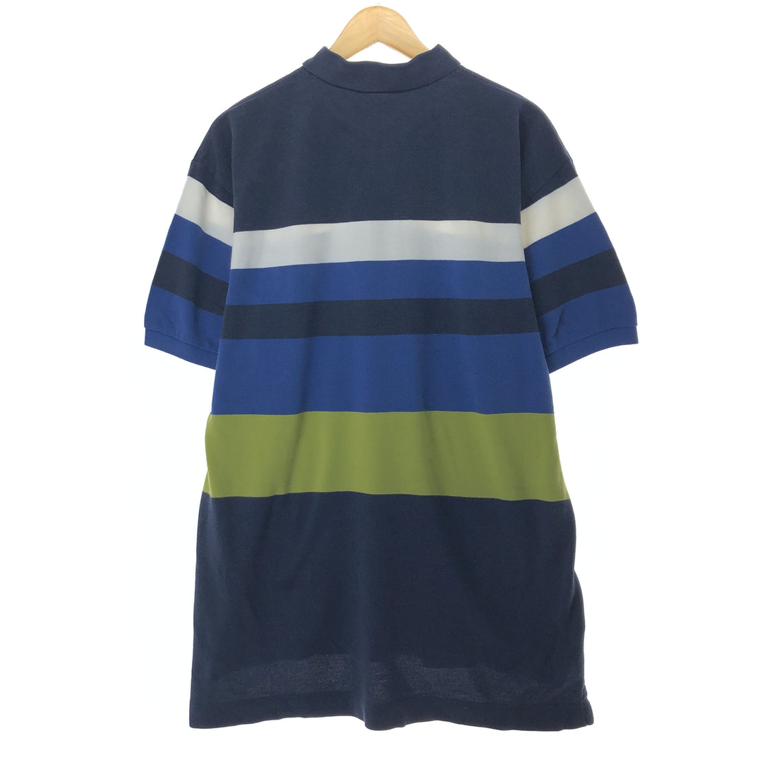 90'S NAUTICA Short Sleeve Striped Polo Shirt Men's XL Vintage cotton navy blue type Vintage Second Hand