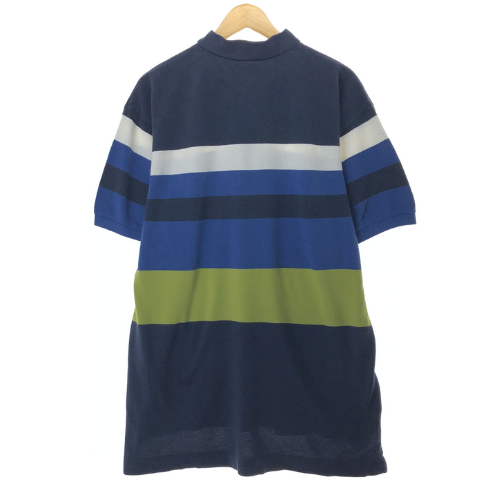 90'S NAUTICA Short Sleeve Striped Polo Shirt Men's XL Vintage cotton navy blue type Vintage Second Hand