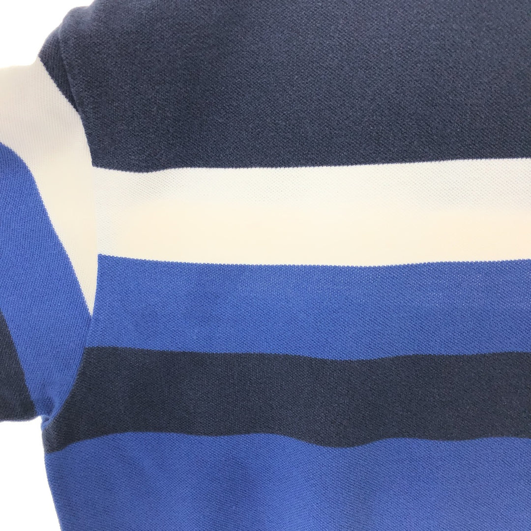 90'S NAUTICA Short Sleeve Striped Polo Shirt Men's XL Vintage cotton navy blue type Vintage Second Hand