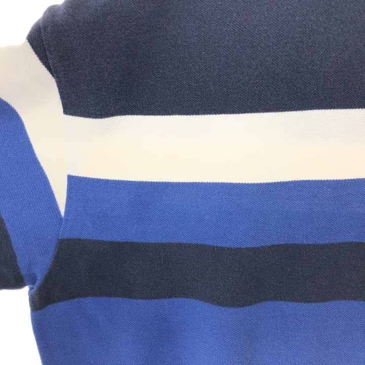 90'S NAUTICA Short Sleeve Striped Polo Shirt Men's XL Vintage cotton navy blue type Vintage Second Hand