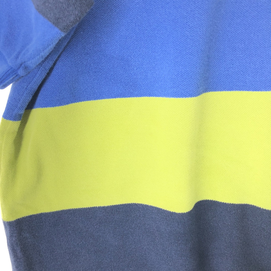 90'S NAUTICA Short Sleeve Striped Polo Shirt Men's XL Vintage cotton navy blue type Vintage Second Hand