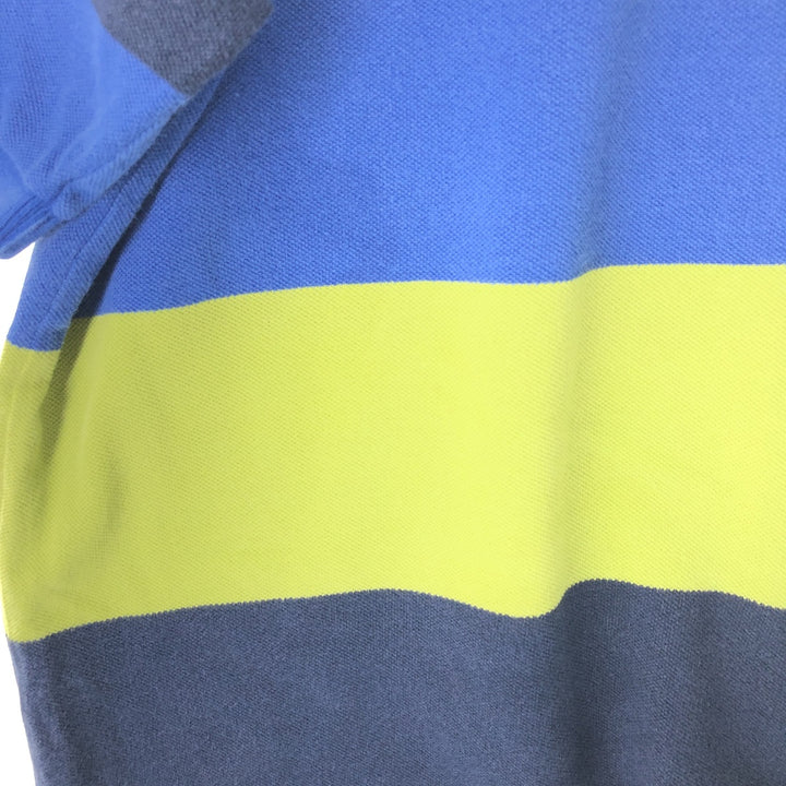 90'S NAUTICA Short Sleeve Striped Polo Shirt Men's XL Vintage cotton navy blue type Vintage Second Hand
