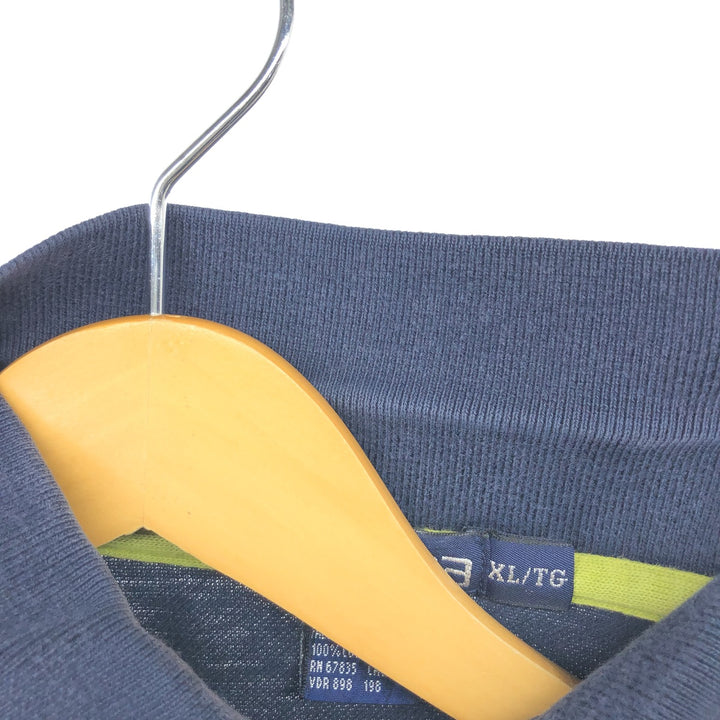 90'S NAUTICA Short Sleeve Striped Polo Shirt Men's XL Vintage cotton navy blue type Vintage Second Hand