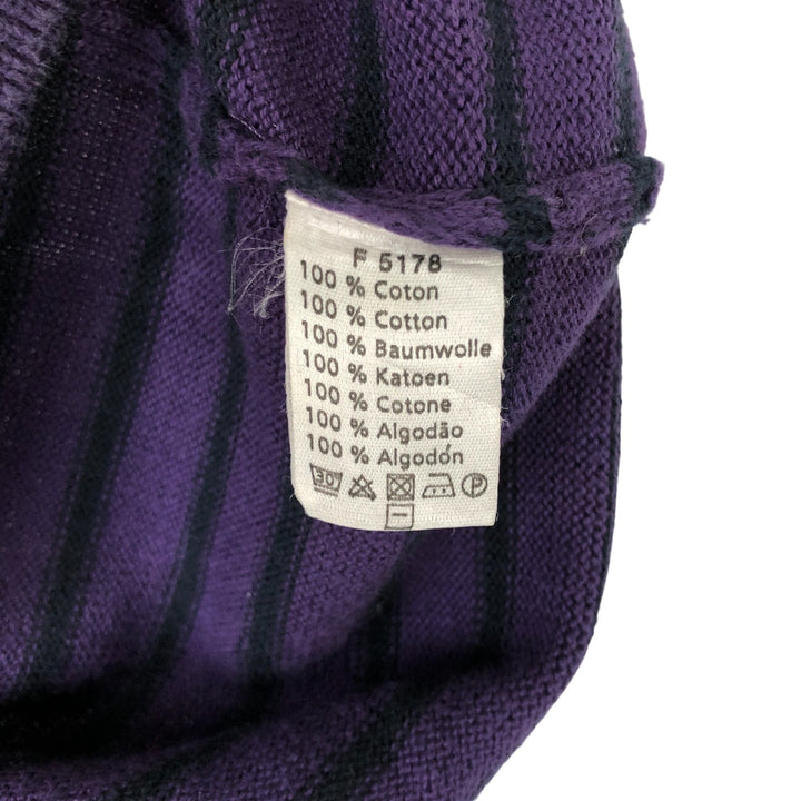 Lacoste Striped V-Neck Cotton Knit Sweater, Size 7, Men's XXL cotton purple type Vintage Second Hand