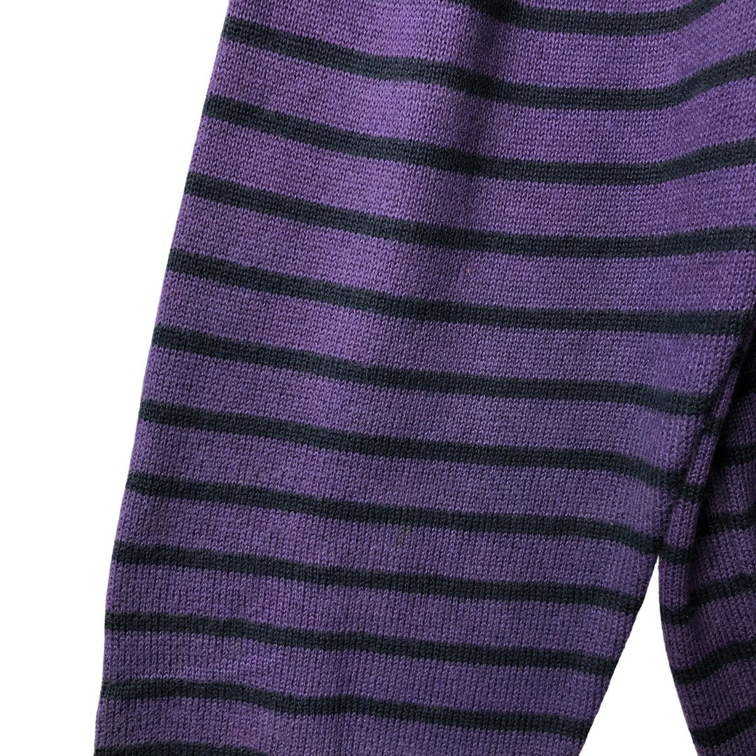 Lacoste Striped V-Neck Cotton Knit Sweater, Size 7, Men's XXL cotton purple type Vintage Second Hand