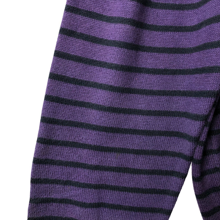 Lacoste Striped V-Neck Cotton Knit Sweater, Size 7, Men's XXL cotton purple type Vintage Second Hand
