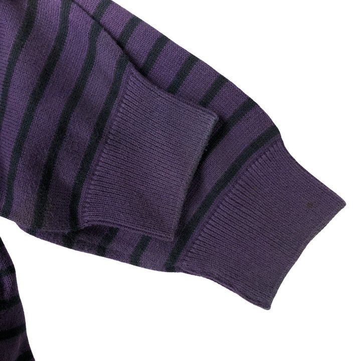 Lacoste Striped V-Neck Cotton Knit Sweater, Size 7, Men's XXL cotton purple type Vintage Second Hand
