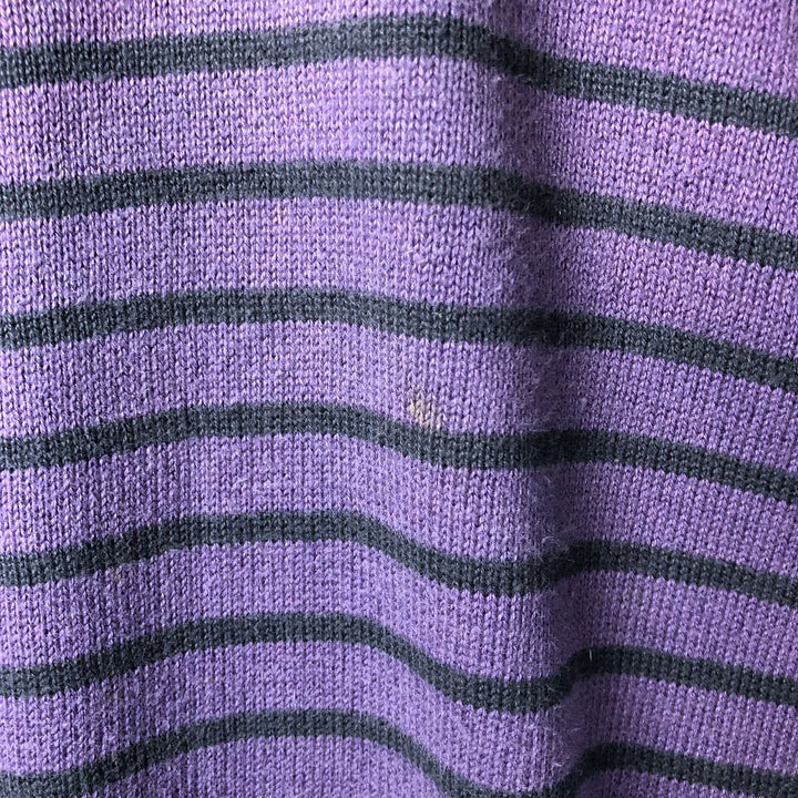 Lacoste Striped V-Neck Cotton Knit Sweater, Size 7, Men's XXL cotton purple type Vintage Second Hand