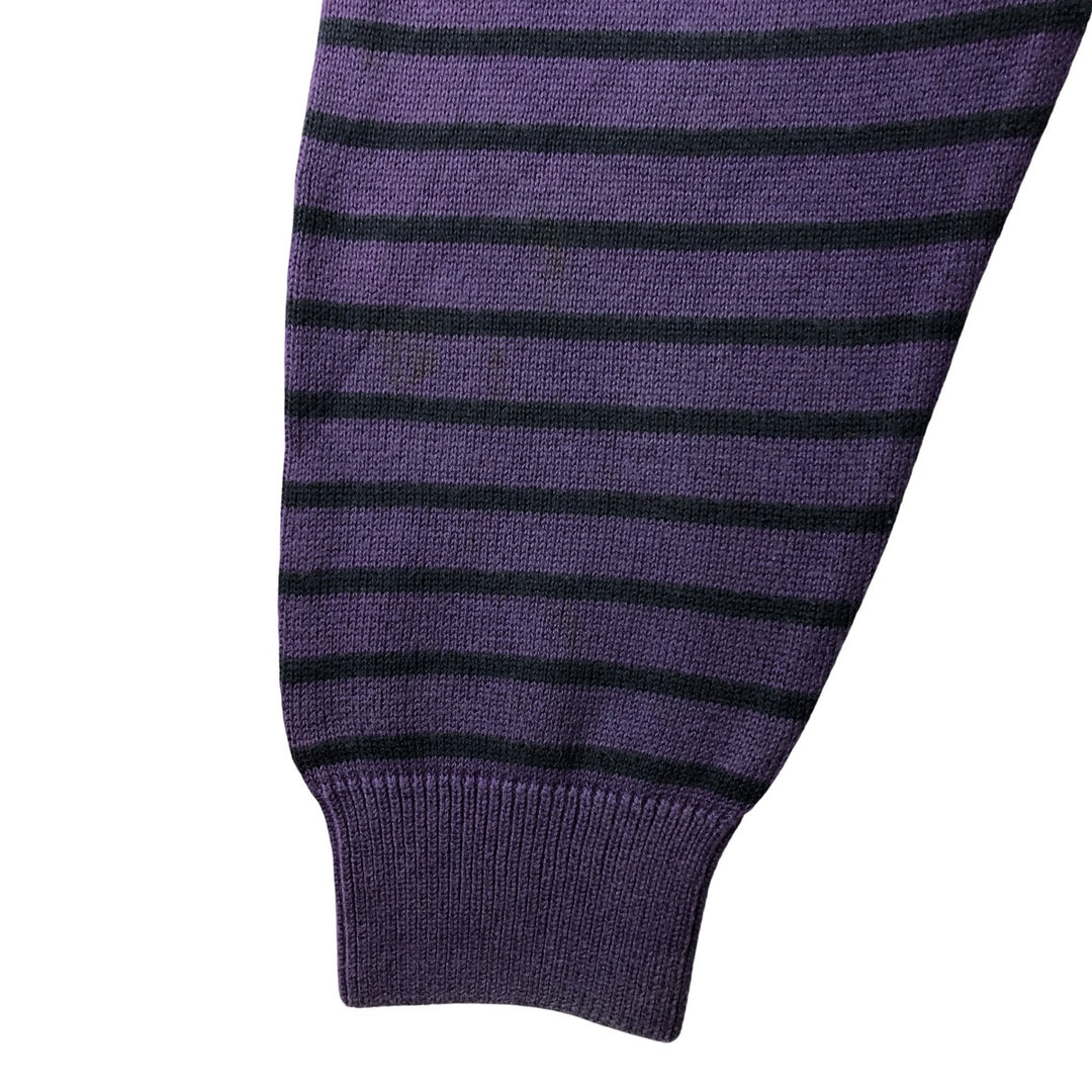 Lacoste Striped V-Neck Cotton Knit Sweater, Size 7, Men's XXL cotton purple type Vintage Second Hand