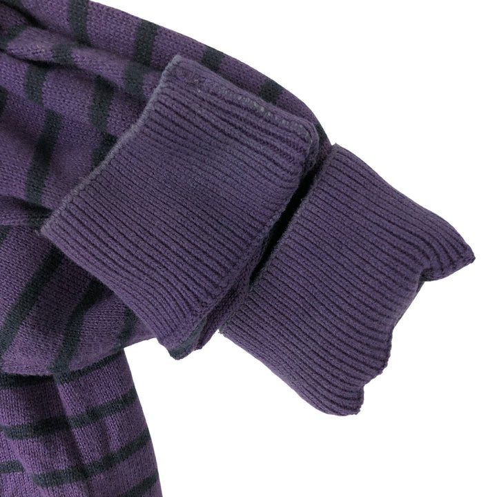 Lacoste Striped V-Neck Cotton Knit Sweater, Size 7, Men's XXL cotton purple type Vintage Second Hand