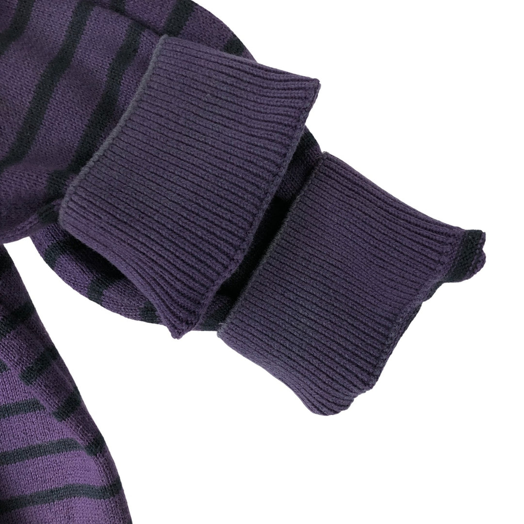 Lacoste Striped V-Neck Cotton Knit Sweater, Size 7, Men's XXL cotton purple type Vintage Second Hand