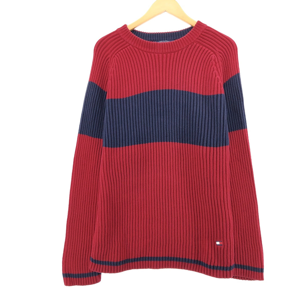 90'S Tommy Hilfiger Striped Pattern Cotton Knit Sweater Men's XXL Vintage / eaa410851