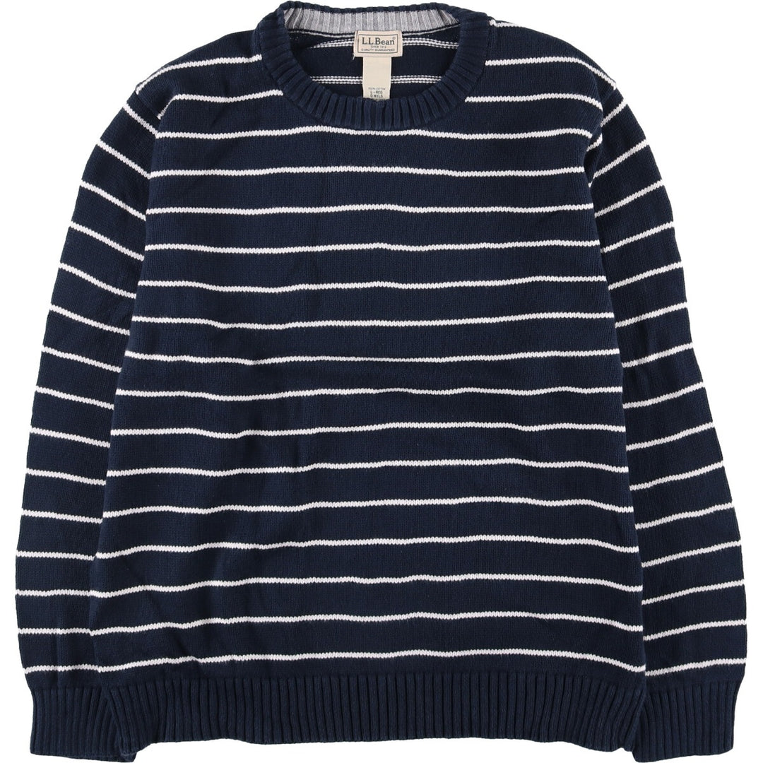 90s-00'S LLBean Vintage Striped Cotton Knit Sweater, Men's Size L cotton navy blue type Vintage Second Hand