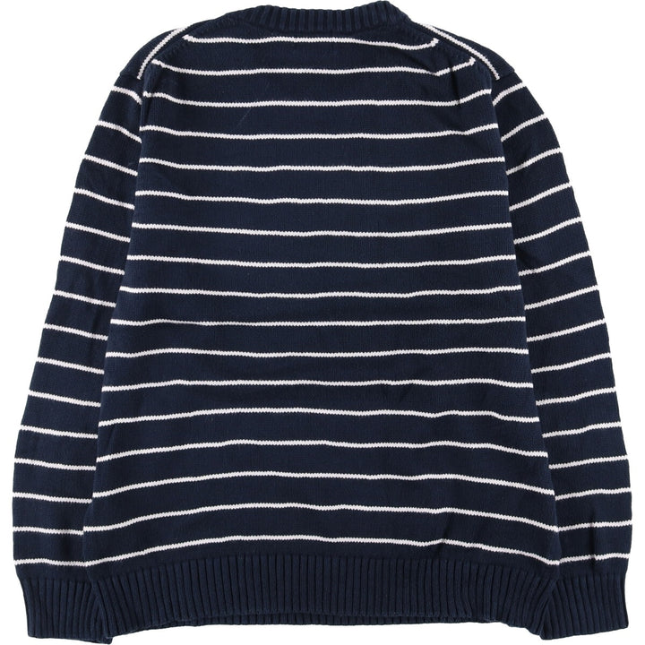 90s-00'S LLBean Vintage Striped Cotton Knit Sweater, Men's Size L cotton navy blue type Vintage Second Hand