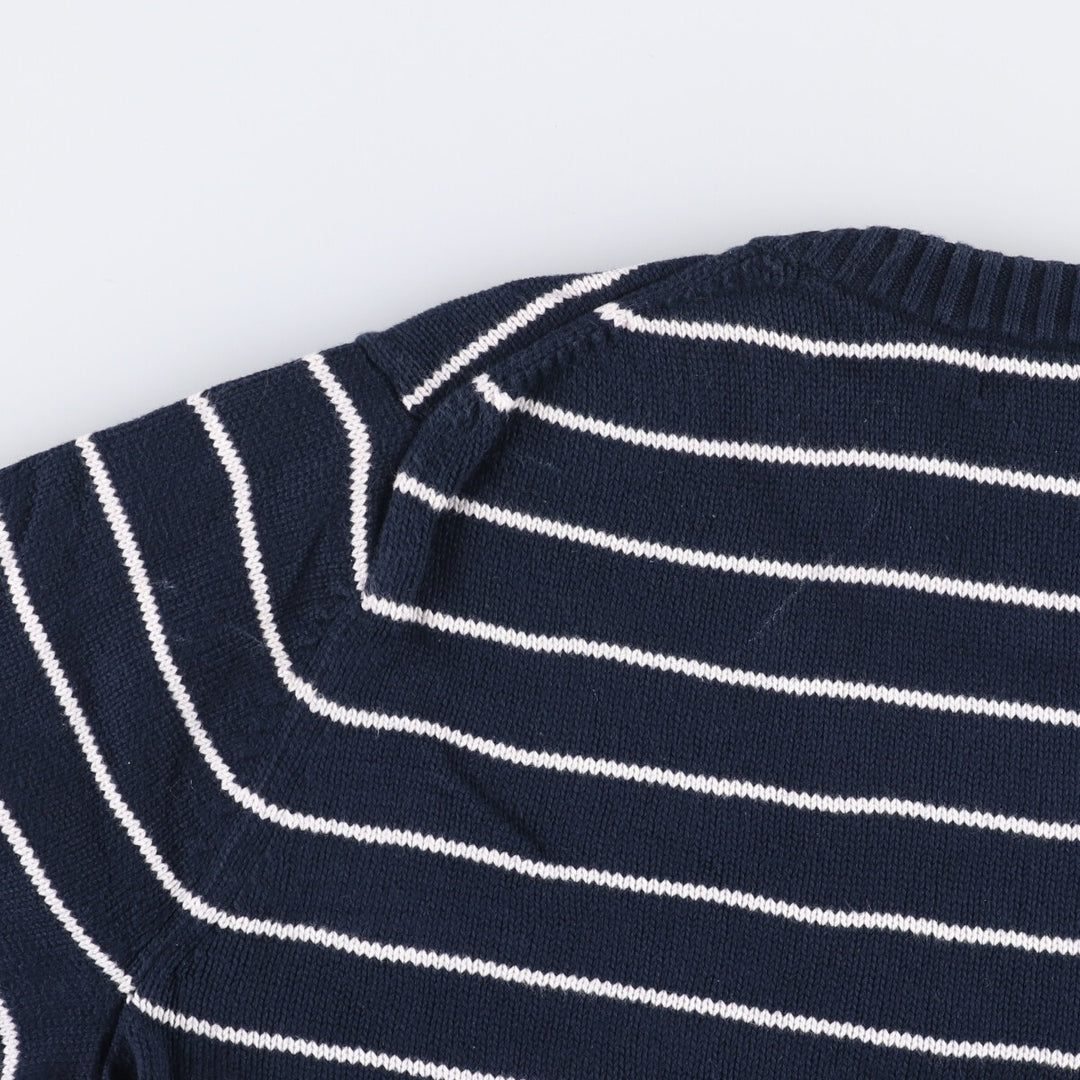 90s-00'S LLBean Vintage Striped Cotton Knit Sweater, Men's Size L cotton navy blue type Vintage Second Hand
