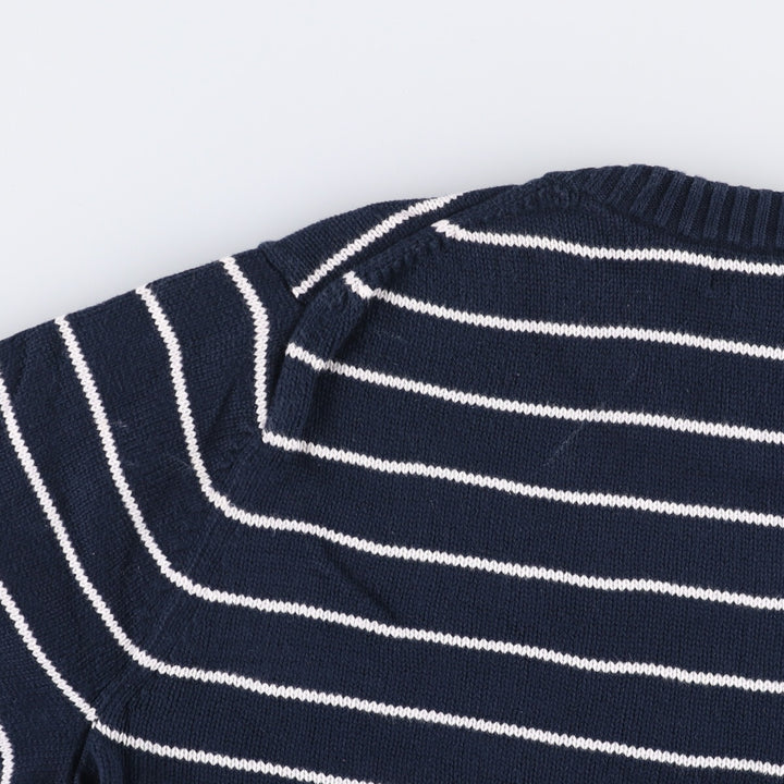 90s-00'S LLBean Vintage Striped Cotton Knit Sweater, Men's Size L cotton navy blue type Vintage Second Hand