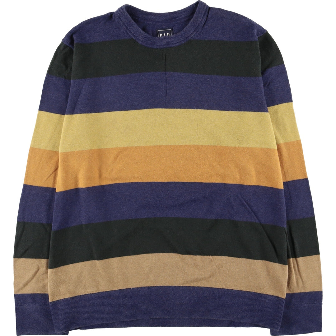 2000'S GAP Striped Cotton Knit Sweater, Men's Size L cotton Navy blue Vintage Second Hand