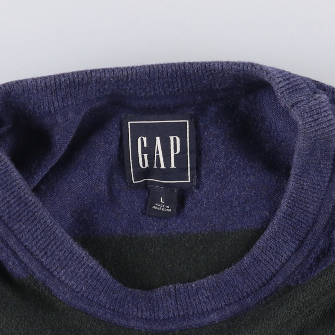 2000'S GAP Striped Cotton Knit Sweater, Men's Size L cotton Navy blue Vintage Second Hand