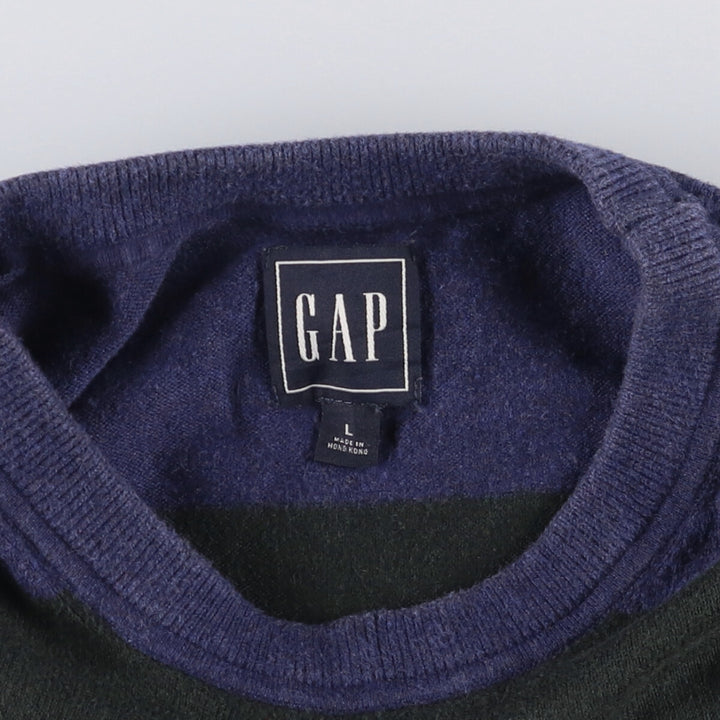 2000'S GAP Striped Cotton Knit Sweater, Men's Size L cotton Navy blue Vintage Second Hand