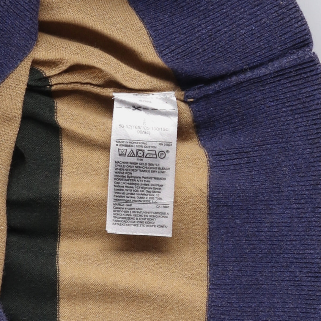 2000'S GAP Striped Cotton Knit Sweater, Men's Size L cotton Navy blue Vintage Second Hand