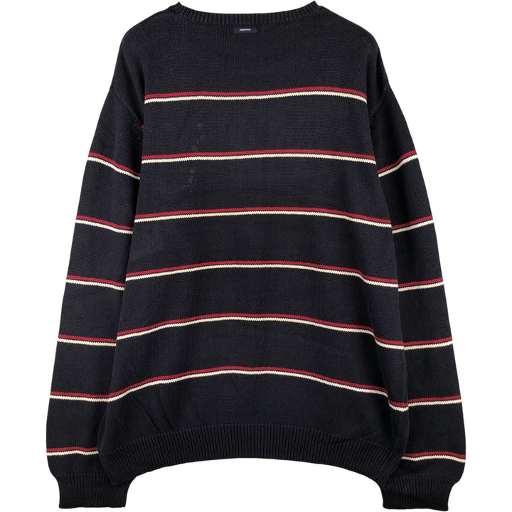 2000'S Nautica Striped Cotton Knit Sweater, Men's XL cotton navy blue type Vintage Second Hand