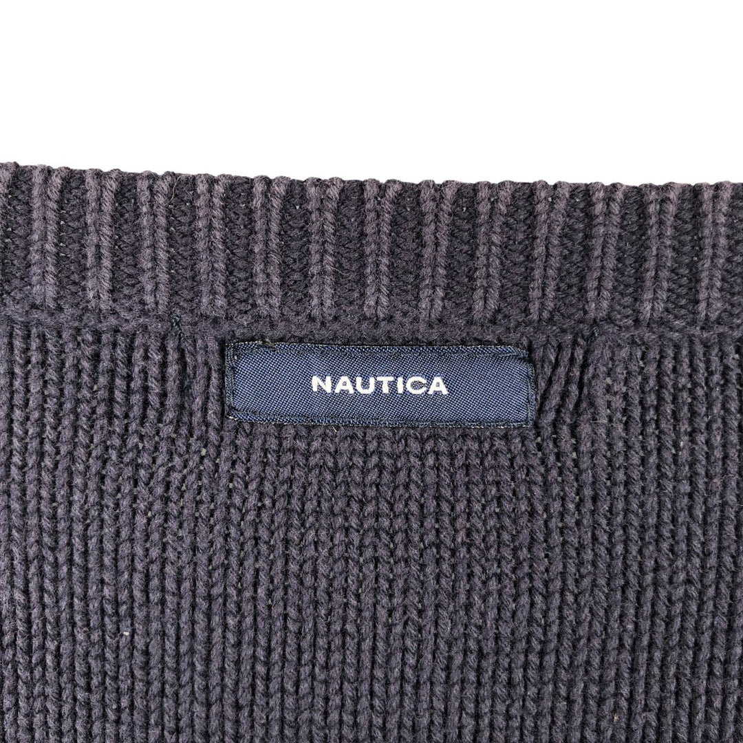 2000'S Nautica Striped Cotton Knit Sweater, Men's XL cotton navy blue type Vintage Second Hand