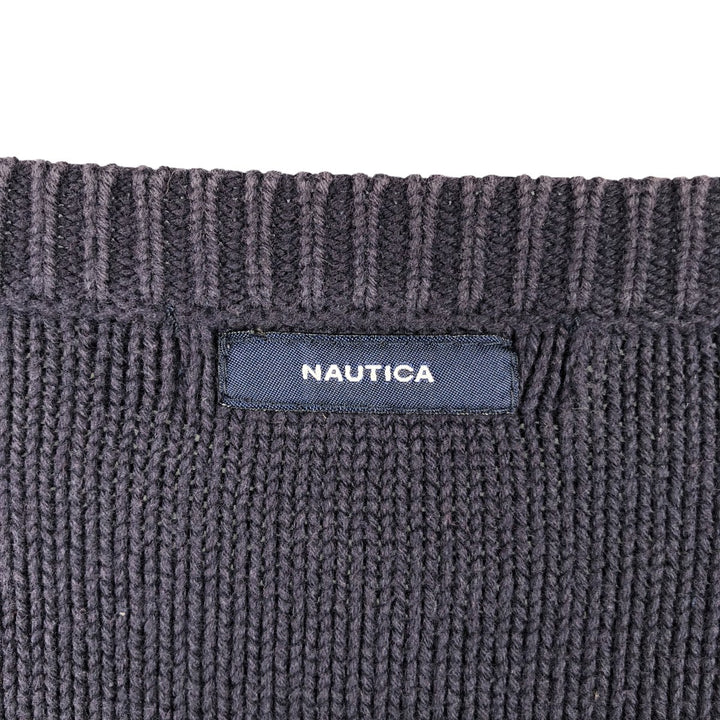 2000'S Nautica Striped Cotton Knit Sweater, Men's XL cotton navy blue type Vintage Second Hand