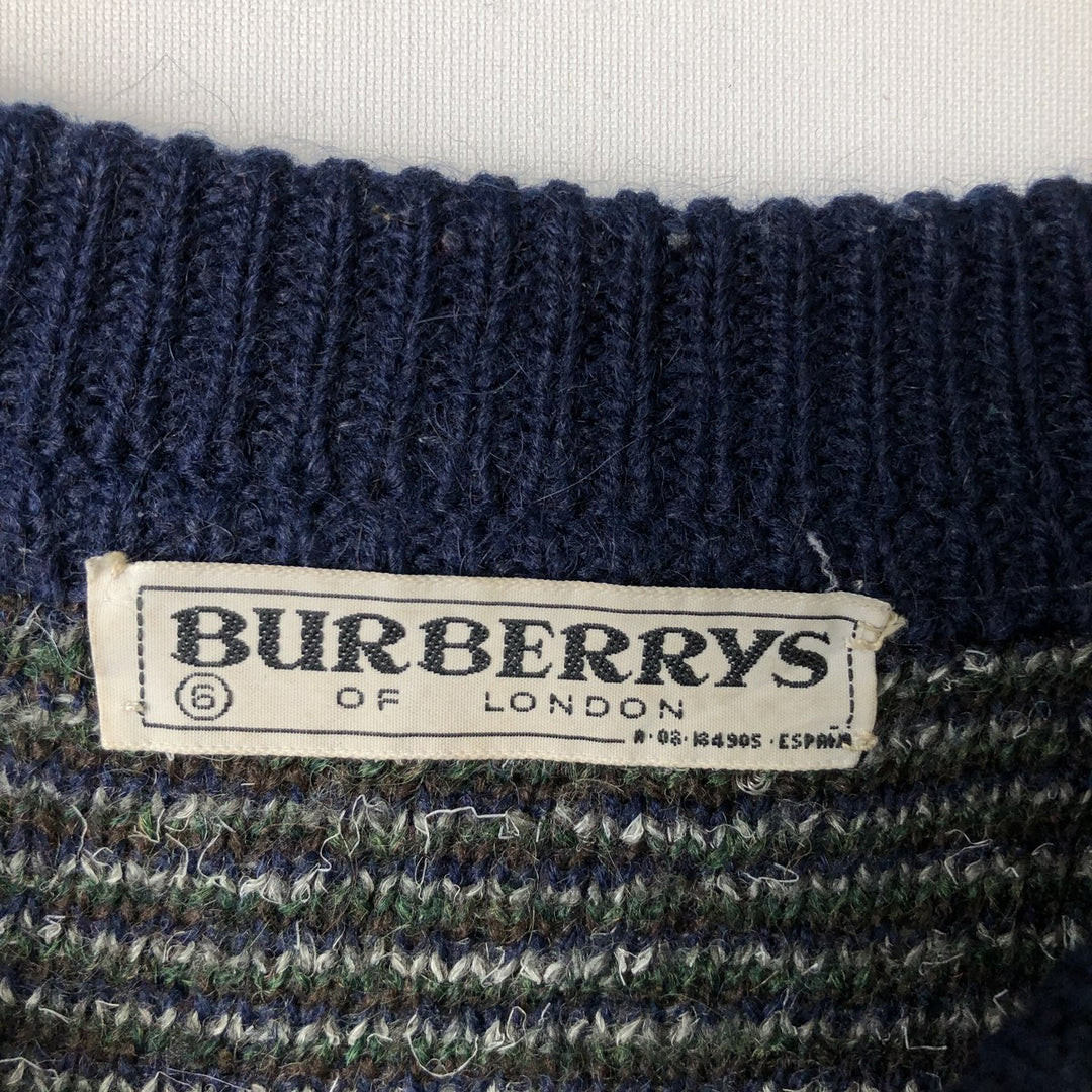 Burberry's BURBERRYS OF LONDON all-over print alpaca and mohair blend knit sweater, Made in Spain, Size 6 (Men's XL) acrylic navy blue type Vintage Second Hand