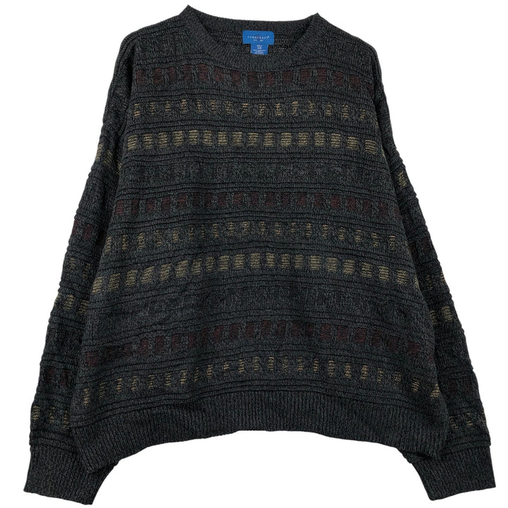 TOWN CRAFT All-Over Print Acrylic Knit Sweater, Men's Size XXXL acrylic black type Vintage Second Hand
