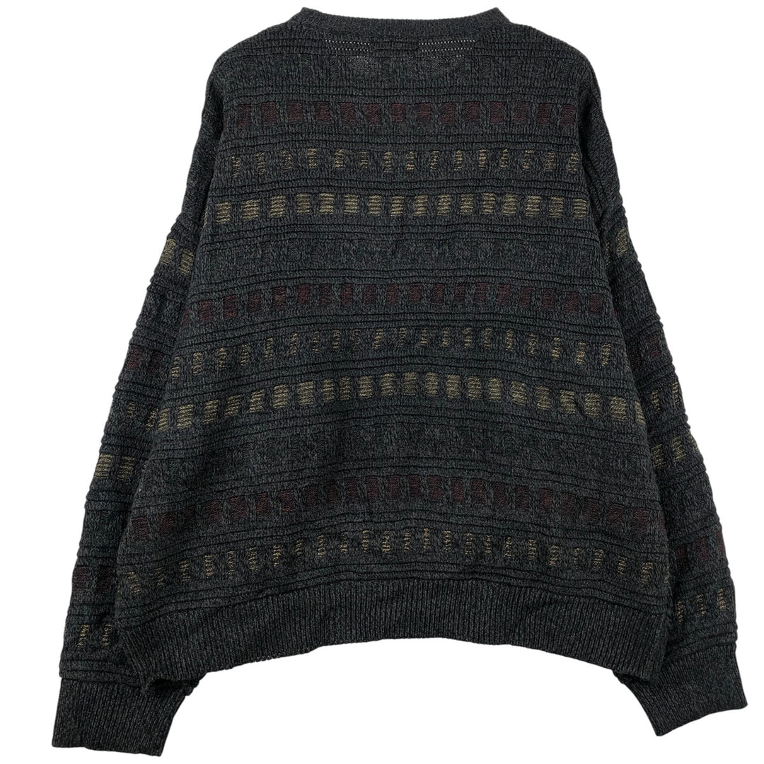 TOWN CRAFT All-Over Print Acrylic Knit Sweater, Men's Size XXXL acrylic black type Vintage Second Hand