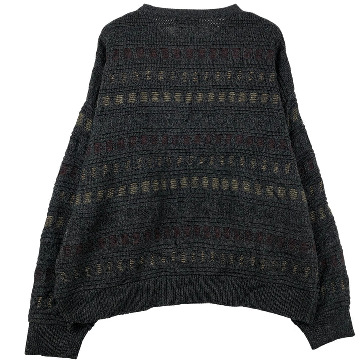 TOWN CRAFT All-Over Print Acrylic Knit Sweater, Men's Size XXXL acrylic black type Vintage Second Hand