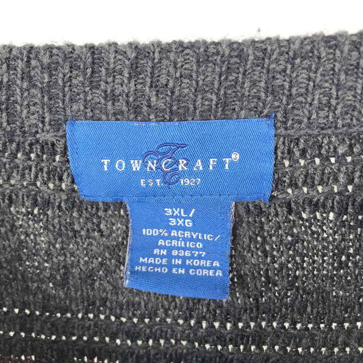 TOWN CRAFT All-Over Print Acrylic Knit Sweater, Men's Size XXXL acrylic black type Vintage Second Hand