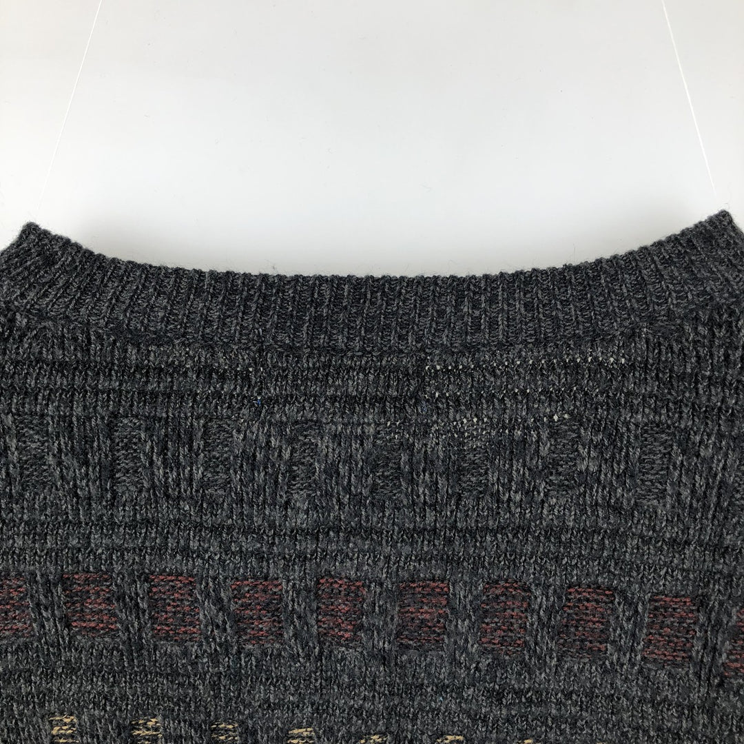 TOWN CRAFT All-Over Print Acrylic Knit Sweater, Men's Size XXXL acrylic black type Vintage Second Hand