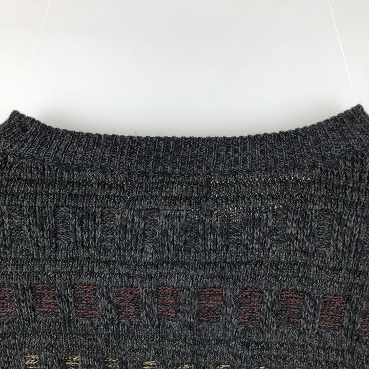 TOWN CRAFT All-Over Print Acrylic Knit Sweater, Men's Size XXXL acrylic black type Vintage Second Hand