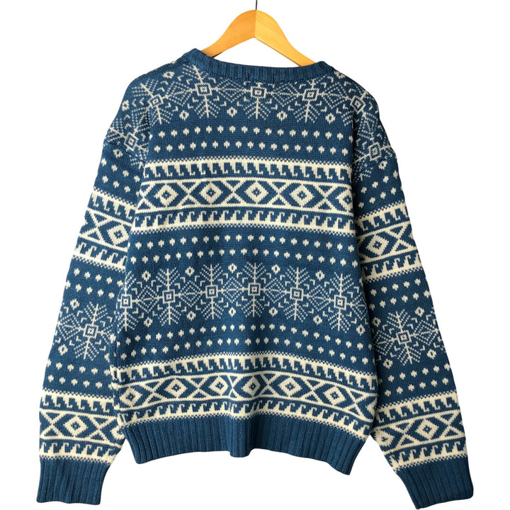 Vintage 1980'S Wrangler Fair Isle Pattern Acrylic Knit Sweater, Men's Size Large acrylic blue type Vintage Second Hand