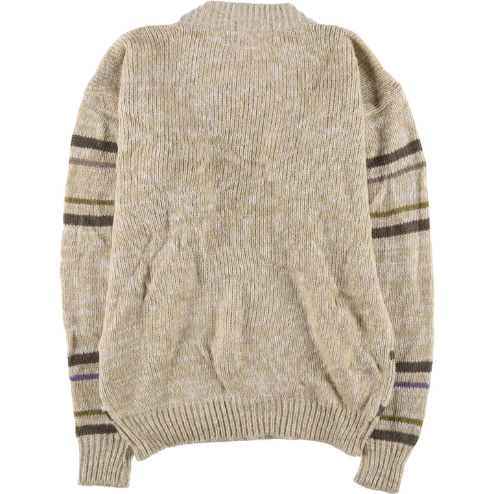 Vintage 1980'S McGREGOR all-over print mock neck acrylic knit sweater, size L, men's acrylic Beige type Vintage Second Hand