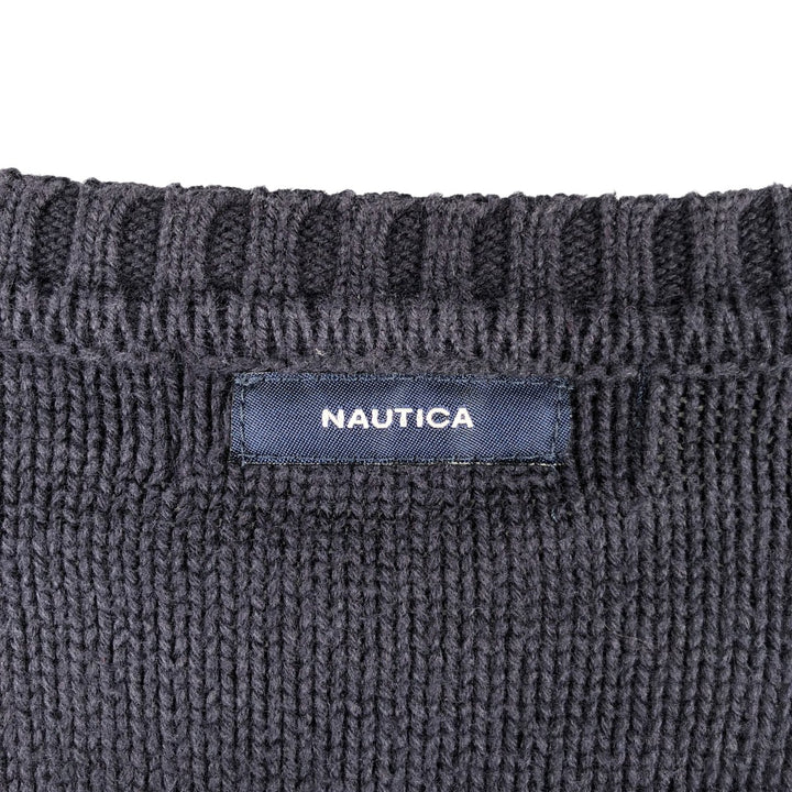 2000'S Nautica Striped Cotton Knit Sweater, Men's XL cotton navy blue type Vintage Second Hand