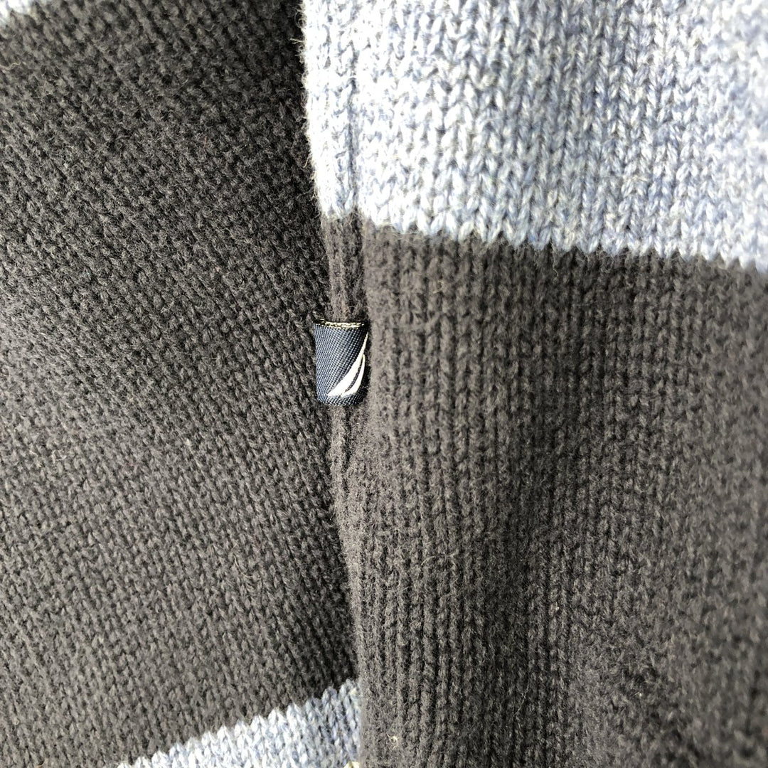 2000'S Nautica Striped Cotton Knit Sweater, Men's XL cotton navy blue type Vintage Second Hand