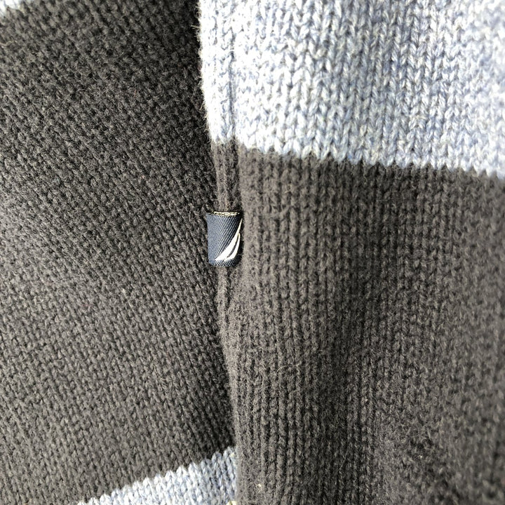 2000'S Nautica Striped Cotton Knit Sweater, Men's XL cotton navy blue type Vintage Second Hand