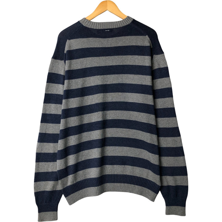 2000'S - NAUTICA Striped Pattern Cashmere Blend Cotton Knit Sweater, Men's XL cotton gray type Vintage Second Hand
