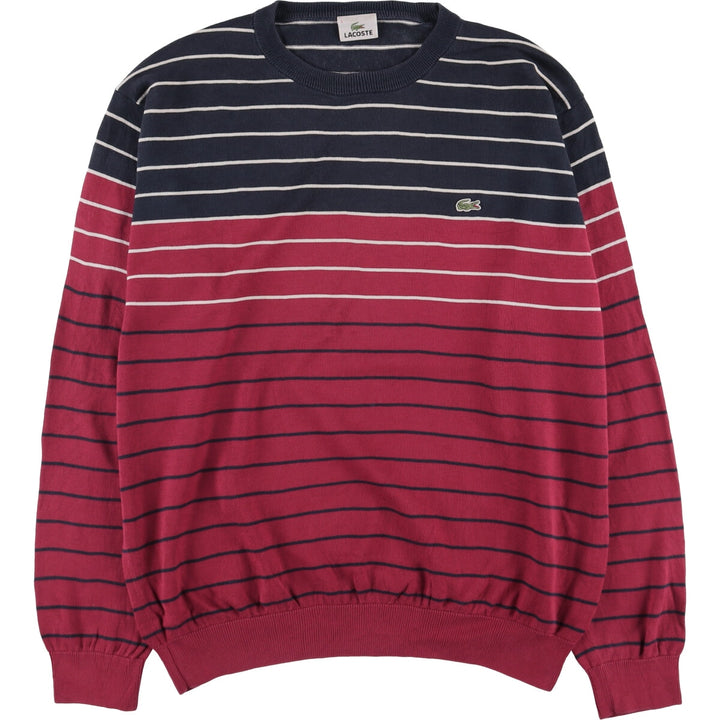 Lacoste Striped Cotton Knit Sweater, Size 5 (Men's L) cotton red type Vintage Second Hand