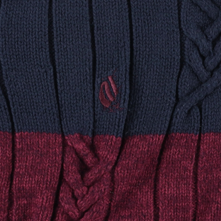 Vintage 90'S Nautica striped cotton knit sweater, size L, men's cotton wine-red Vintage Second Hand