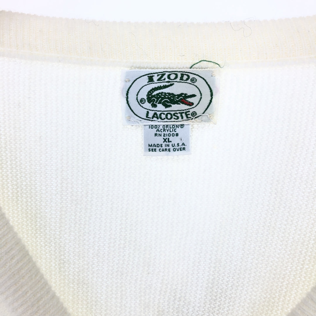 80s-90'S Lacoste IZOD V-neck acrylic knit sweater Made in USA Men's XL Vintage /eaa410898