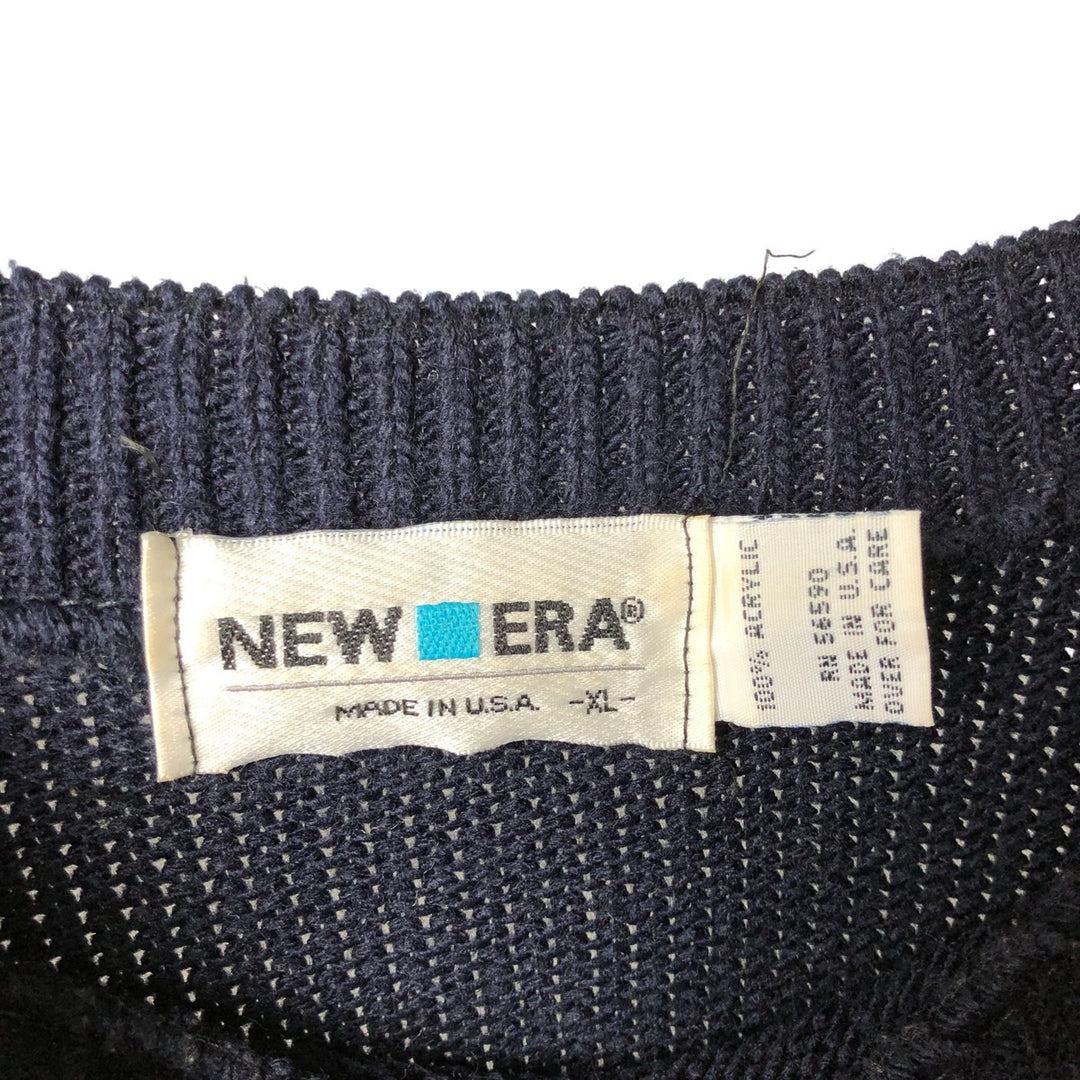 Vintage 90'S New Era Stars and Stripes Acrylic Knit Sweater, Made in USA, Men's XL acrylic navy blue type Vintage Second Hand