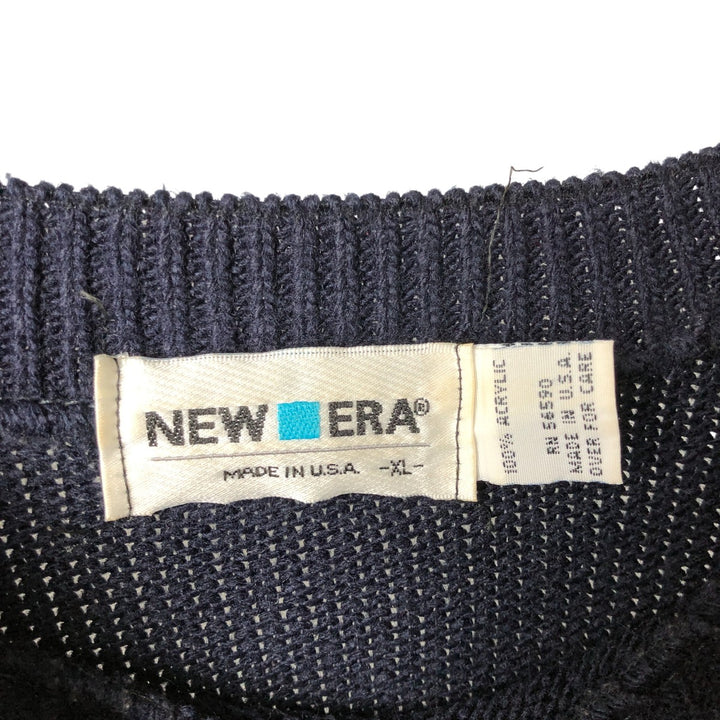 Vintage 90'S New Era Stars and Stripes Acrylic Knit Sweater, Made in USA, Men's XL acrylic navy blue type Vintage Second Hand