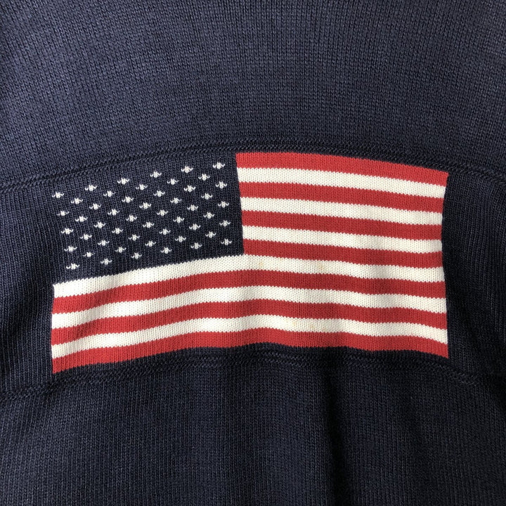 Vintage 90'S New Era Stars and Stripes Acrylic Knit Sweater, Made in USA, Men's XL acrylic navy blue type Vintage Second Hand