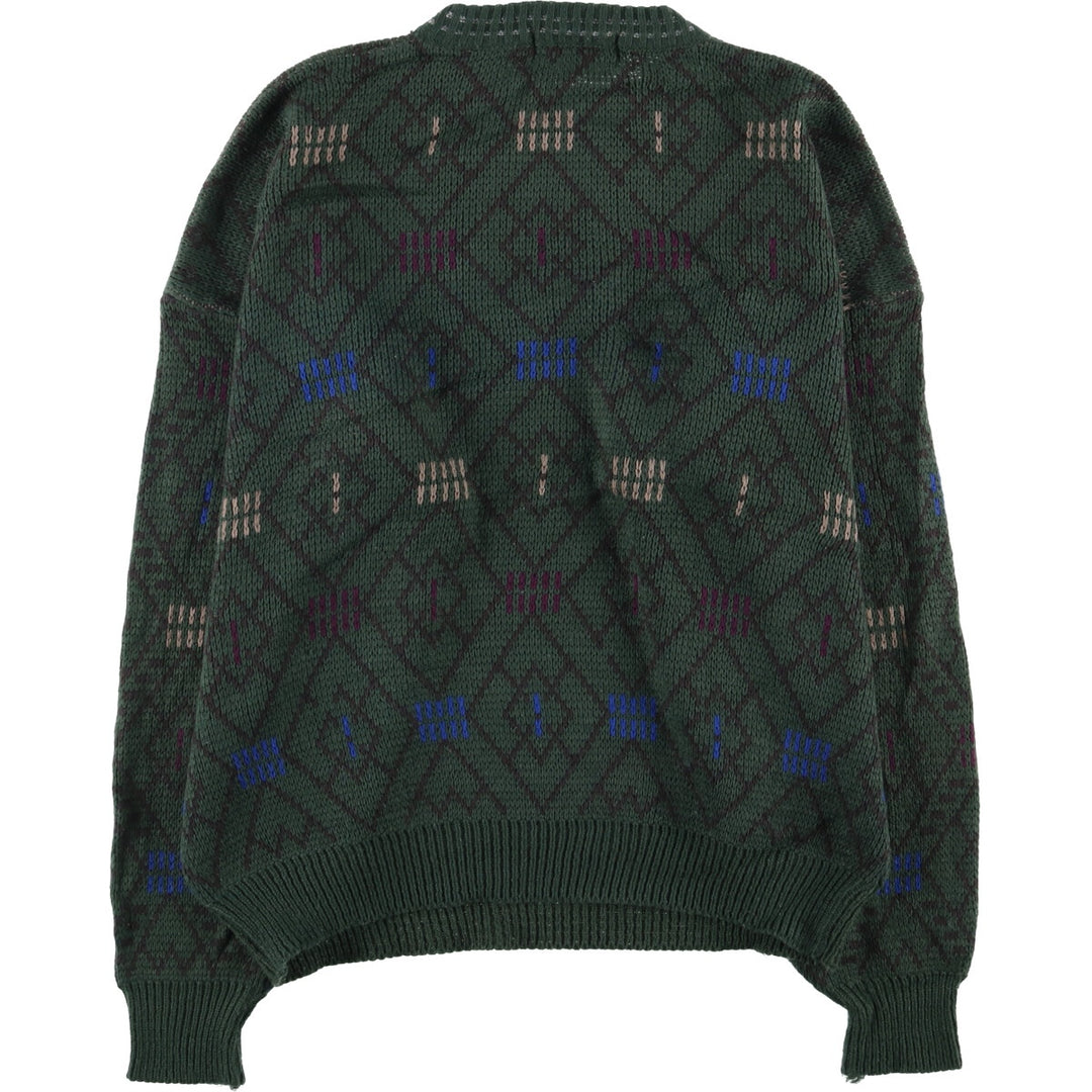 Vintage 1980'S McGREGOR all-over print acrylic knit sweater, men's size XL acrylic Green type dark green Vintage Second Hand