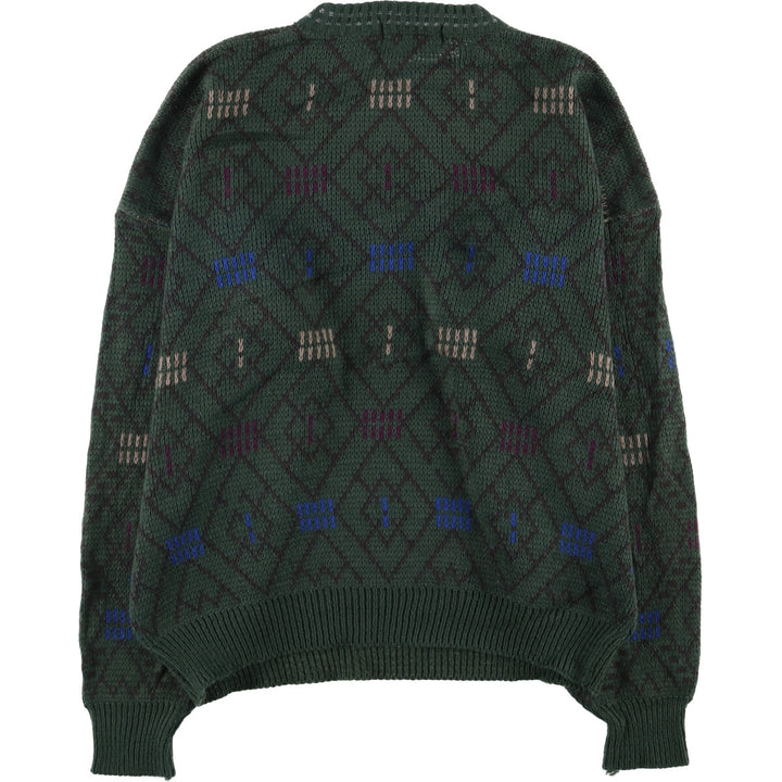 Vintage 1980'S McGREGOR all-over print acrylic knit sweater, men's size XL acrylic Green type dark green Vintage Second Hand